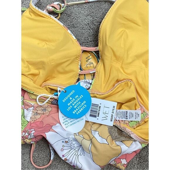 New. WET L.A. plunge floral swimsuit. X-Small. Retails $178 - Picture 12 of 12